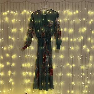 Floral Green Sheer Dress